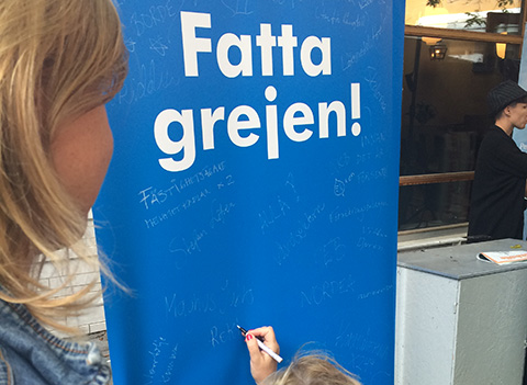 Signering av banderoll Fatta grejen